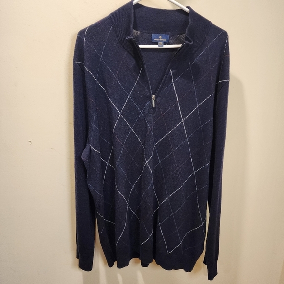 Brooks Brothers Vintage Men's Navy Blue Wool Blend quarter zip sweater size XXL - Picture 7 of 13